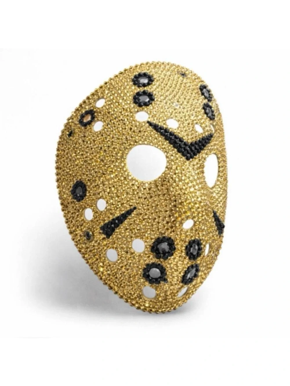 Jason Gold & Jet Black Crystal Bling Sparkly Hockey Mask Horror New